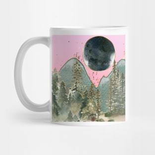 moon rising under pink sky Mug